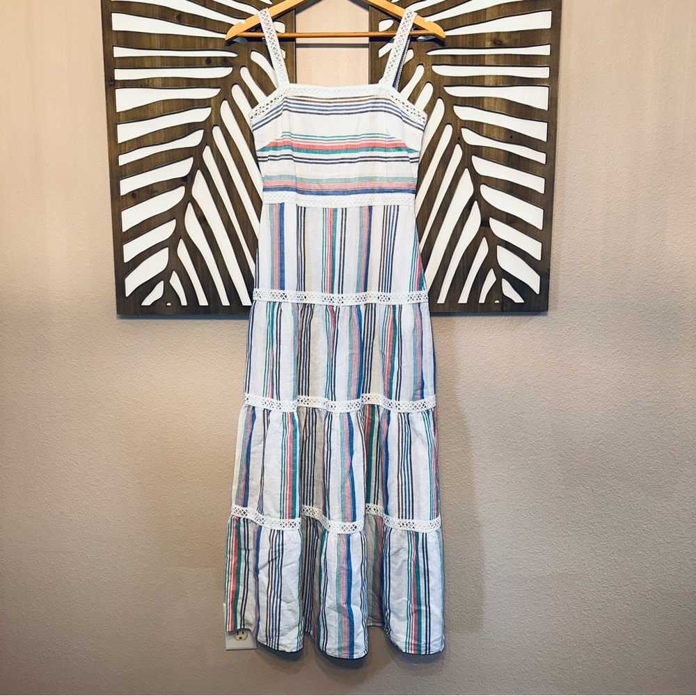 J.McLaughlin Striped‎ Hestia Maxi Dress size 0 cotton & linen blend